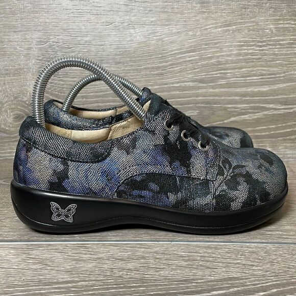 Alegria Kimi PRO Stone Roses Womens Sz 6-6.5/EU 36M Leather Metallic Floral Shoe - Picture 1 of 12